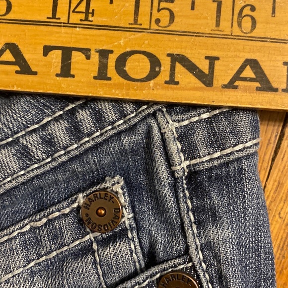 Harley Davidson Jeans Womens 10 Tall Denim Pants Boot Cut Flap Pockets 32”x31” - Picture 10 of 13